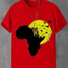 Men's Birds African Map Illustration Print Cotton Casual T-Shirt