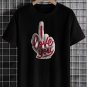 Men's Middle Finger Love You Graphic Print Cotton Casual T-Shirt