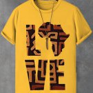 Men's African Tribal Ethnic Map Love Art Print Cotton T-Shirt