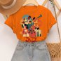 Women's Retro Instrumental Music Playing Jazz Print Cotton Casual T-Shirt