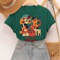 Women's Retro Instrumental Music Playing Jazz Print Cotton Casual T-Shirt