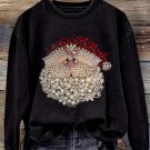 Women's Christmas Santa Claus Jewel Art Cozy Print Sweatshirt