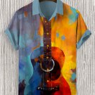 Men's Guitar Music Oil Painting Art Print Casual Shirt
