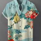 Men's Bird Branches Leaves Flower Art Print Casual Shirt