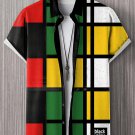 Men's Juneteenth Black Mondrian Art Print Shirt