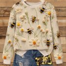 Women's Nature Flower Bee Art Print Cozy Sweatshirt