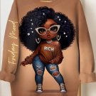 Women's Afro Girl Friday Mood Print Cozy Sweatshirt
