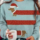 Women's Christmas Santa Hat Long Dachshund Print Sweatshirt