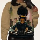 Women's Black Queen DJ Girl Music Lover Art Print Sweatshirt