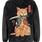 Men's Japanese Samurai Cat Koi Vintage Distressed Sweatshirt