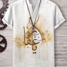 Men's Calligraphy Pattern Oud Watercolor Art Print Casual V Neck T-Shirt
