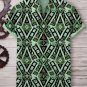Men's Black Ethnic Traditional Patterns Print Casual V Neck T-Shirt