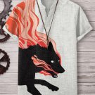 Men's Black Dog Fluid Art Print V Neck T-Shirt