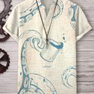 Men's Funny Octopus Coffee Art Print V Neck T-Shirt