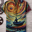 Men's Surrealistic Interstellar Abstract Hippie Art Print V Neck T-Shirt