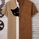 Men's Fun Hide And Seek Black Cat Print V Neck T-Shirt