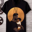 Men's Black Father's Day Art Print V Neck Short Sleeve T-Shirt