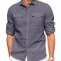 Men's Casual Chest Pockets Single Breasted Long Sleeve Shirt