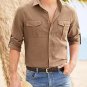 Men's Casual Chest Pockets Single Breasted Long Sleeve Shirt