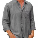 Men's Casual Seam Turndown Collar Long Sleeve Button Shirt