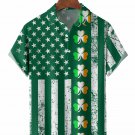 Men's Clover American Flag Print St Patrick's Day Short Sleeve Shirt