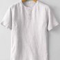 Men's Casual Plain Button Round Neck Short Sleeve Linen T-Shirt