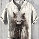 Men's Retro Cat Mage Art Print Short Sleeve Shirt