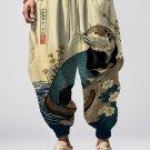 Men's Floral Otter Water Japanese Art Print Casual Loose Drawstring Waist Sweatpants