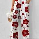 Women's Retro Japanese Plants And Flowers Print Casual Pants