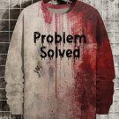 Men's Problem Solved Bloody Art Print Long Sleeve Sweatshirt