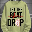 Men's Let The Beat Drop Heartbeat Graphic Print Cotton Long Sleeve T-Shirt Thin Sweatshirt