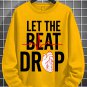 Men's Let The Beat Drop Heartbeat Graphic Print Cotton Long Sleeve T-Shirt Thin Sweatshirt