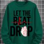 Men's Let The Beat Drop Heartbeat Graphic Print Cotton Long Sleeve T-Shirt Thin Sweatshirt