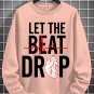 Men's Let The Beat Drop Heartbeat Graphic Print Cotton Long Sleeve T-Shirt Thin Sweatshirt