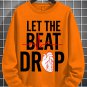 Men's Let The Beat Drop Heartbeat Graphic Print Cotton Long Sleeve T-Shirt Thin Sweatshirt