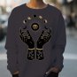 Women's Mysterious Eyes Hands Moon Print Cotton Long Sleeve T-Shirt Thin Sweatshirt