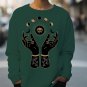Women's Mysterious Eyes Hands Moon Print Cotton Long Sleeve T-Shirt Thin Sweatshirt
