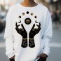 Women's Mysterious Eyes Hands Moon Print Cotton Long Sleeve T-Shirt Thin Sweatshirt