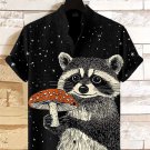 Men's Raccoon And Mushrooms Art Print Casual Shirt