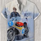 Men's Retro Motorcycle Racing Oil Painting Print Casual Shirt