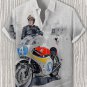 Men's Retro Motorcycle Racing Oil Painting Print Casual Shirt