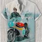 Men's Retro Motorcycle Racing Oil Painting Print Casual Shirt