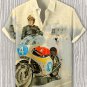 Men's Retro Motorcycle Racing Oil Painting Print Casual Shirt