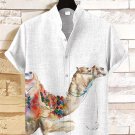 Men's Desert Camel Watercolor Art Print Casual Shirt