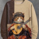 Men's Folk Cat Playing Oud Art Print Sweatshirt