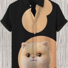 Men's Cute Cat And Moon Art Print Casual Shirt