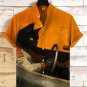 Men's Cool Black Cat Racer Art Print Casual Shirt