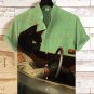 Men's Cool Black Cat Racer Art Print Casual Shirt