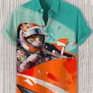 Men's Cool Cat Racer Art Print Casual Shirt
