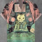 Men's Retro Space Cat Fun Art Print Casual Shirt